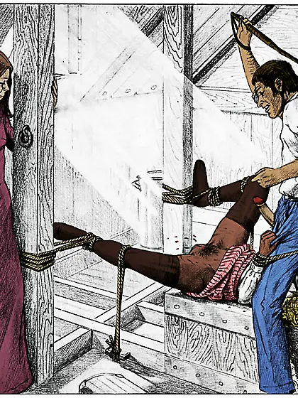 Whipped on the pussy (by Farrel). Colorized.