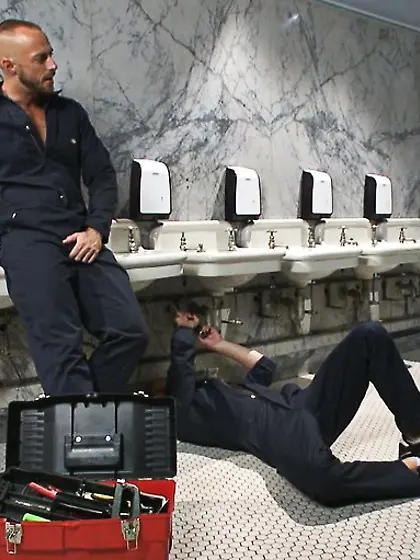 Fair-haired stud bound blindfolded