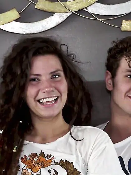 Hot sexual orgy of young tattooed couple