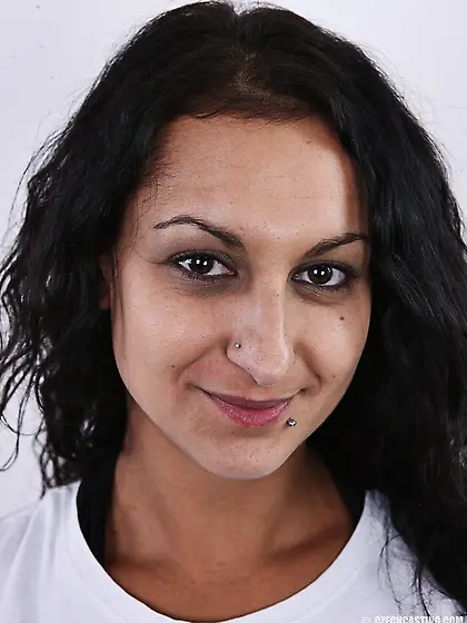 Slim cheerful sexy brunette