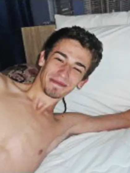 Brunette Young Man Twainy Striptease.