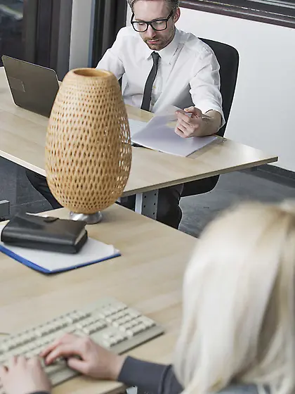 Spectacled blonde in white stockings blowing her hung boss and t