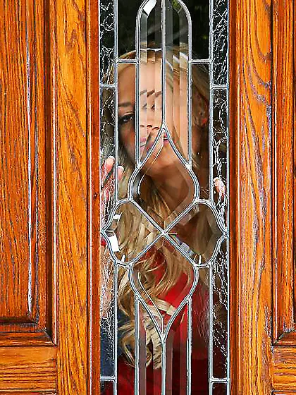 Busty blonde gal Chloe Conrad strips her clothes and gets nailed