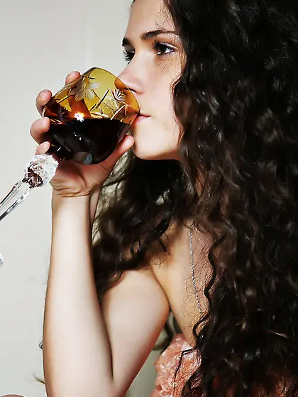 Sweet brunette teen Ira J is alone on this romantic night drinki