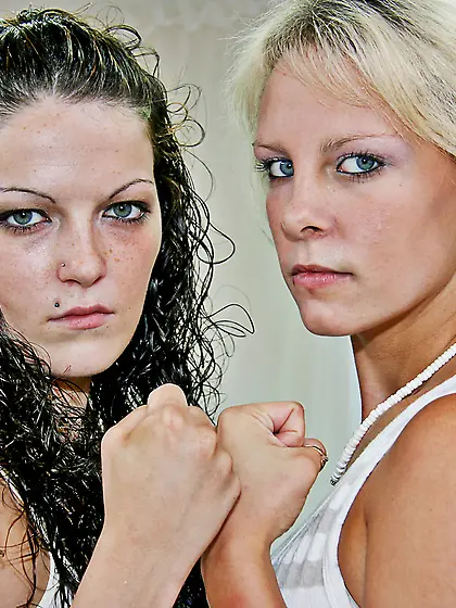 Rebecca St Clair and Paradise Long get their throats fucked and