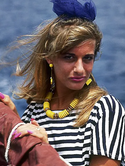 Sexy babe takes blue