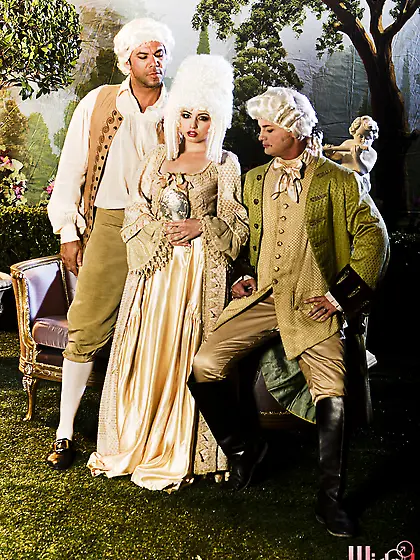 Lexi Belle and her two lovers put on medieval outfits to throw a