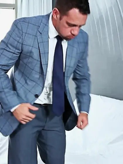 Handsome businessman fucks curvy