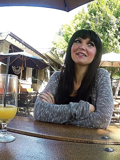 Brunette chick necklace showing