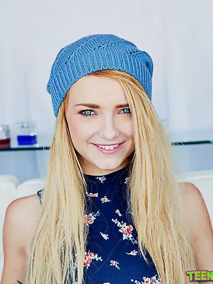 Young blonde dark dress