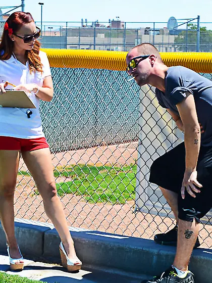 Girl in pink bra Dani Jensen enjoys the rock hard cock pounding