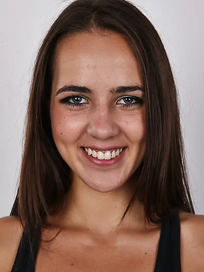 Tanned brunette chick long