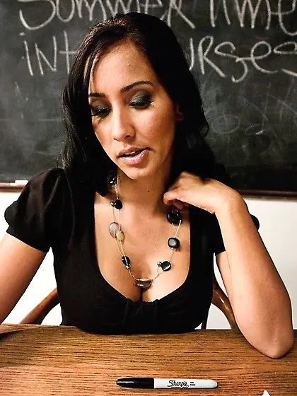 Blonde schoolgirl classroom teacher