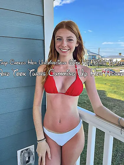Choked with her bikini bottoms