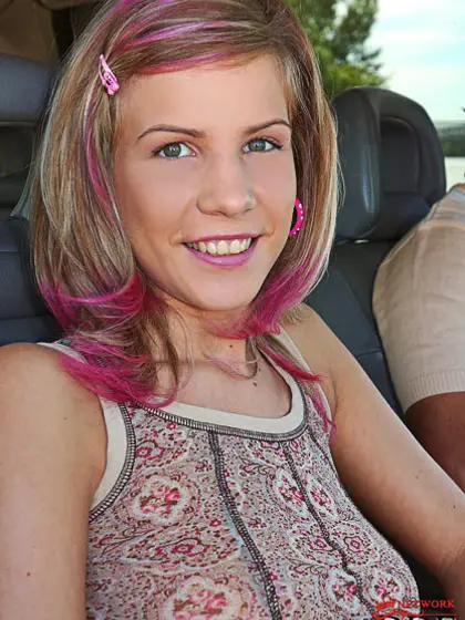 Naughty teen chick Tiffany Rousso in mini skirt gets her sweet m