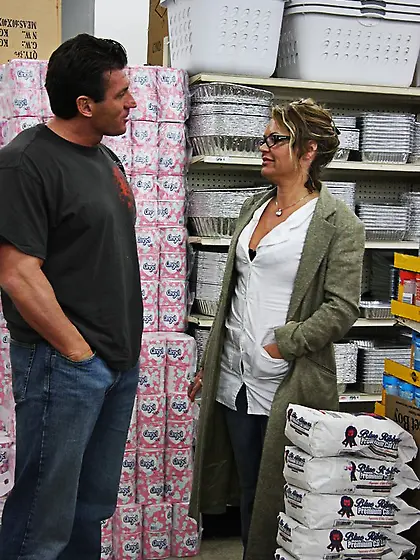 Sexy milf Kelly Leigh in red fishnet stockings gets her loose pu