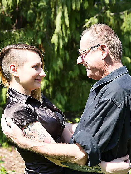 Christie Star gets fucked by an old man in the park