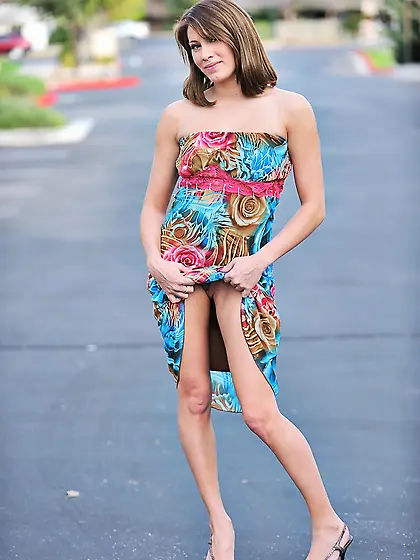 Olivia Alize flashes her naughty bits in public and dildos her s