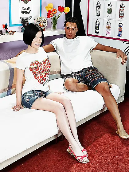 Dark haired anal interracial