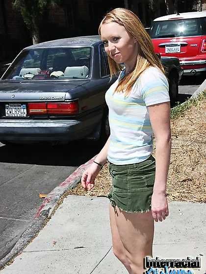 Blonde teen petite interracial