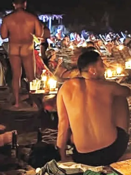 Men nude at the beach