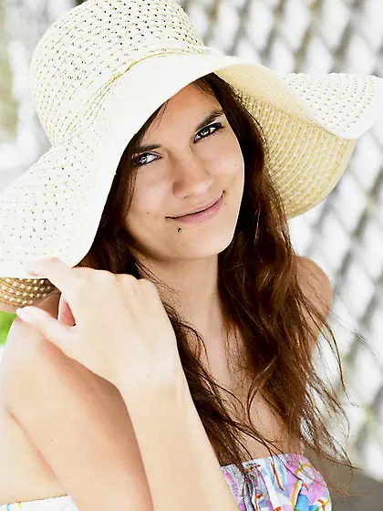 Sexy teen Kaylee Femjoy taking off thong,  showing shaved pussy a