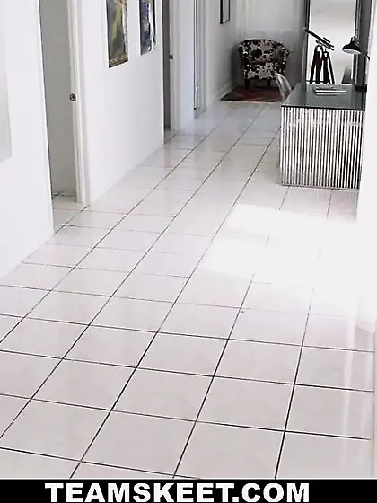 Skinny long-haired brunette joyfully