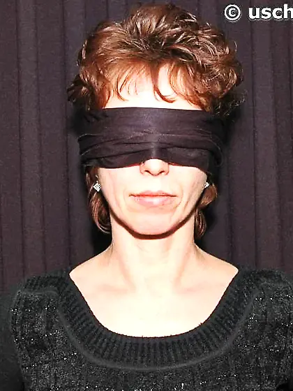 Photo shoot with the submissive MILF Angie blindfolded