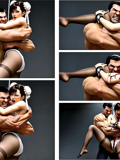 Chun-Li being Deadly Bearhugs