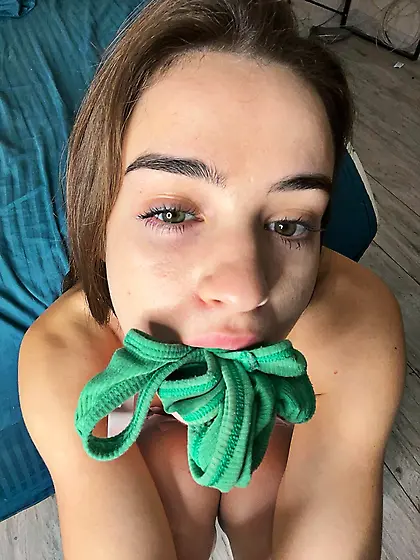 Panties in her mouth