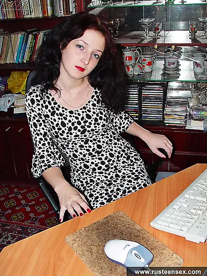Posing near computer