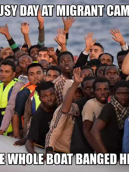 Huge gangbang at migrant camp