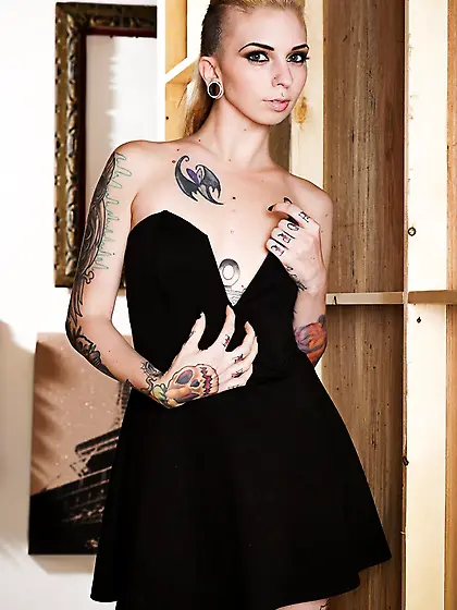 Slim blonde emo shows