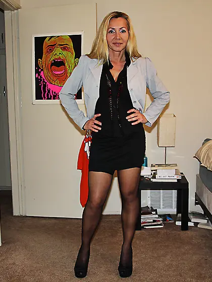 Nasty blonde milf undresses