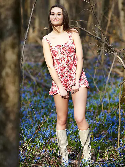 Horny cutie Zlatka A is taking off her short short dress and pos