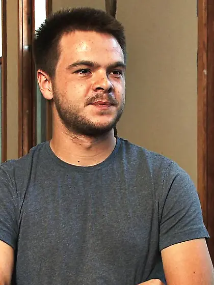 Horny lad blindfold ropes