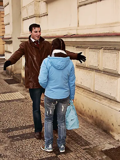 Mandy was walking around