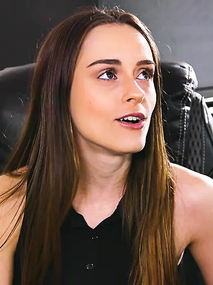 Slim long-haired chick loves