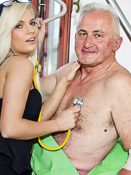 Young nurse brings a sick old man to life 
