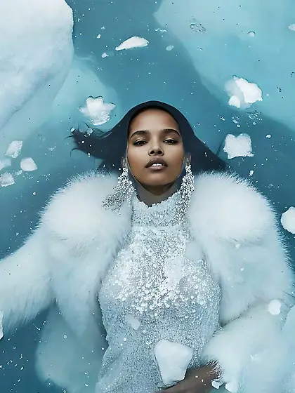 Fille retrouvée dans l'eau en fourrure