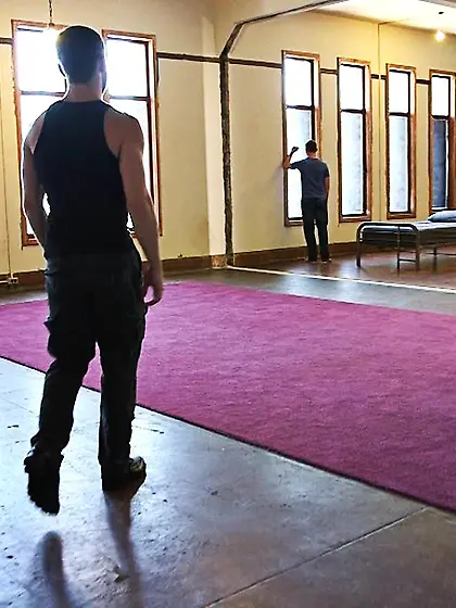 Bearded gay dude tied