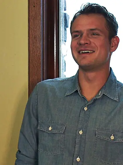 Blindfolded gagged stud shitty