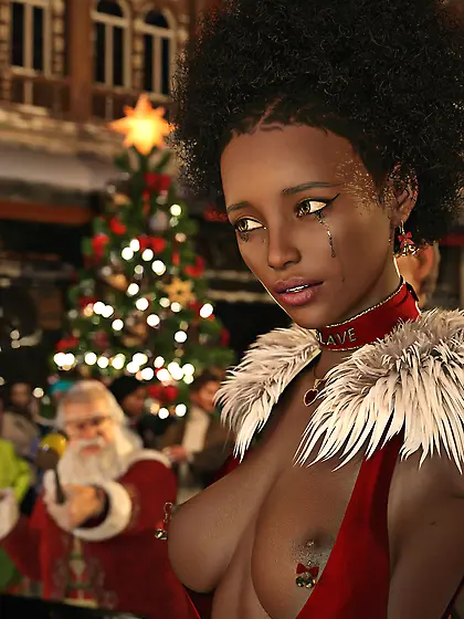 Black girl for sale at Christmas Slave Auction