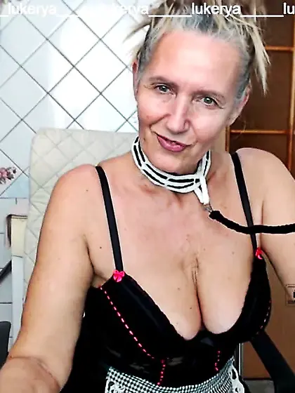 Sexy but naughty Lukerya with a cheerful smile and a collar