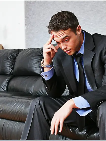 Pretty blonde leather couch