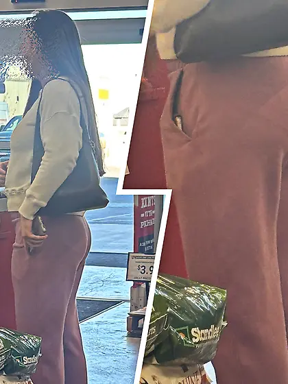 Milf with nice ass and panties lines at the store