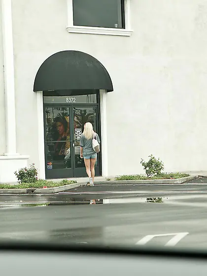 This petite young slut in pink wants some really rough stuff.  He