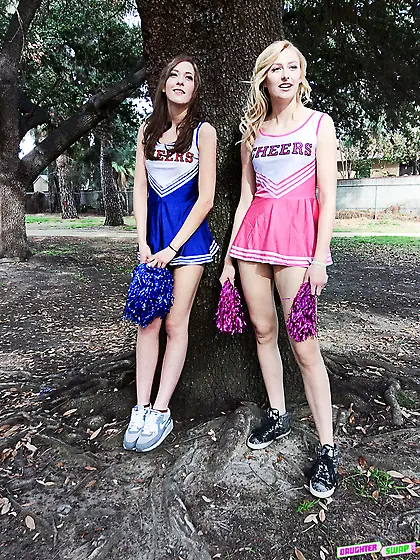 Tiny tits cheerleader fucks coach