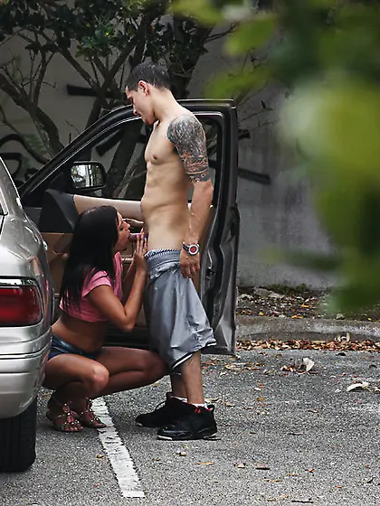 Ivy Winters takes her clothes off outdoors and gives her hung lo