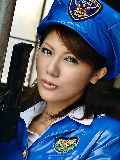 Girl in sexy uniform Anna Idols is demonstrating her sheer tan p